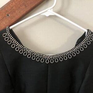 Vintage Little Black Dress with Crystal Neckline Detail